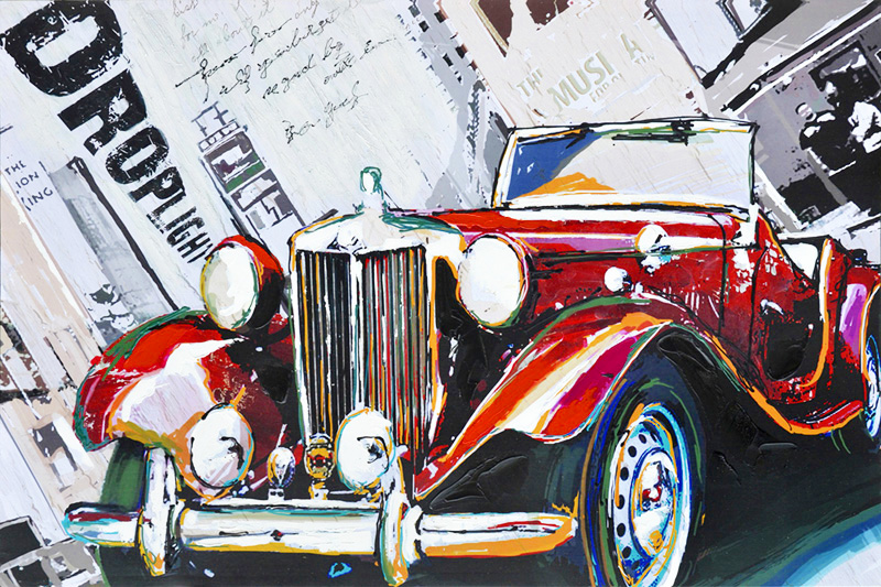 PXFC328 Wall décor art oil on canvas pop art vintage car colourful